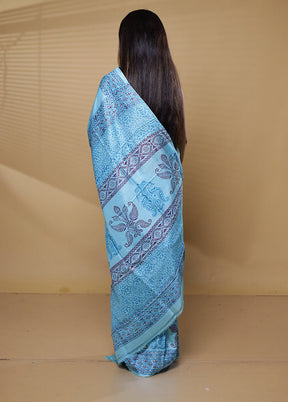 Blue Pure Bishnupuri Silk Saree Without Blouse Piece