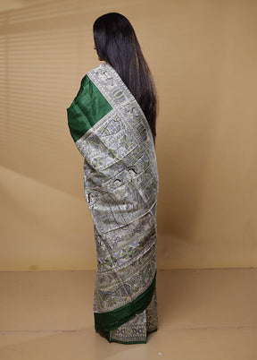 Green Pure Bishnupuri Silk Saree Without Blouse Piece