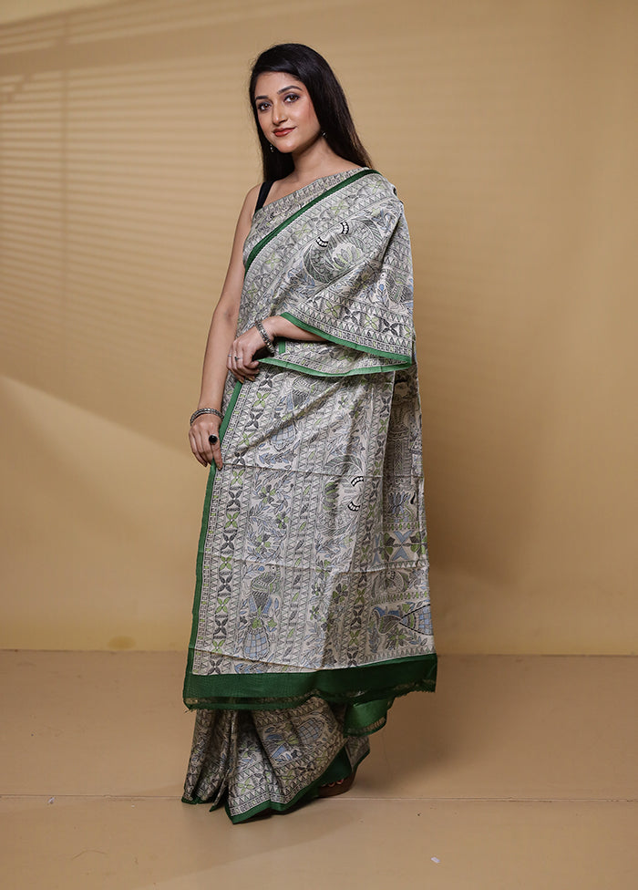 Green Pure Bishnupuri Silk Saree Without Blouse Piece