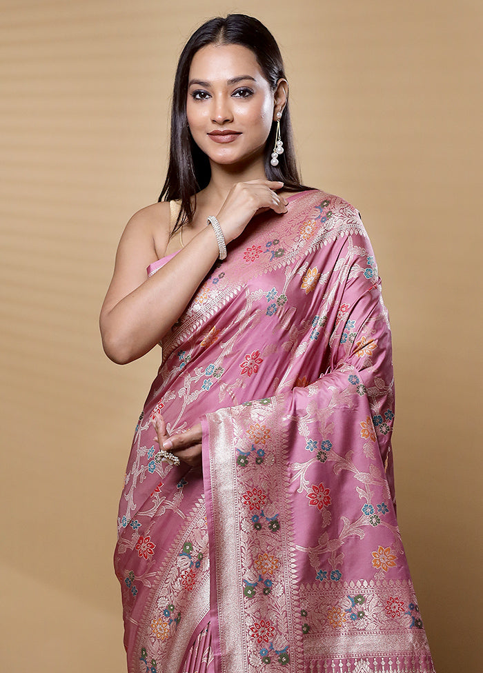 Purple Uppada Silk Saree With Blouse Piece