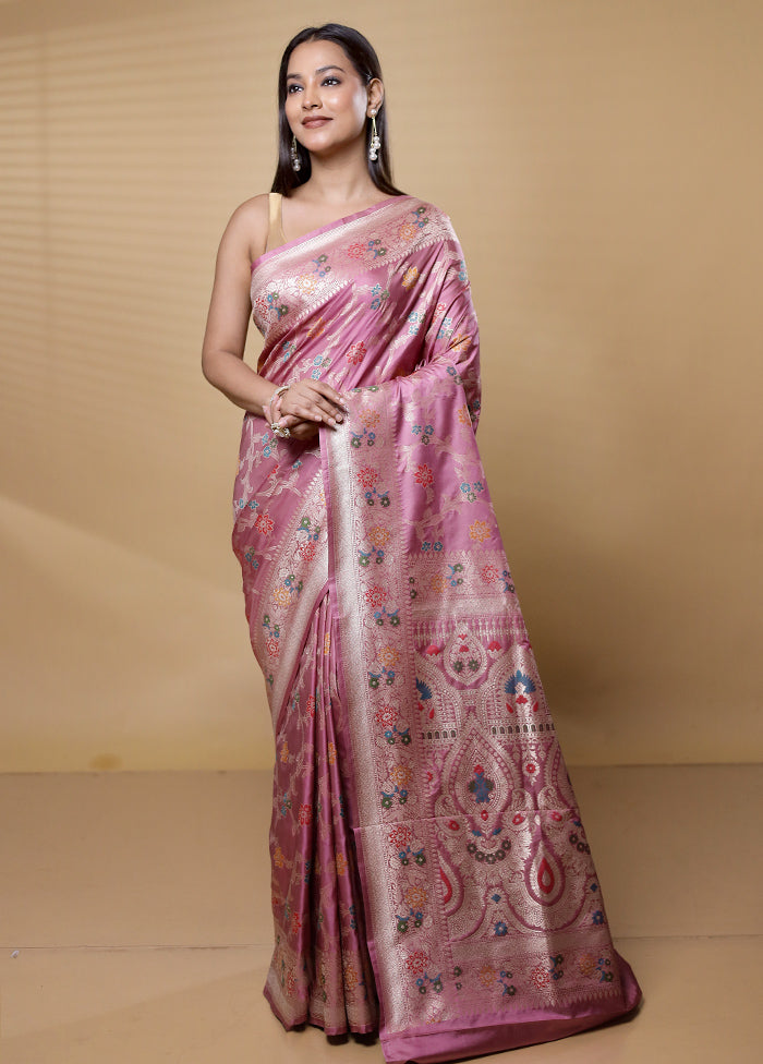 Purple Uppada Silk Saree With Blouse Piece