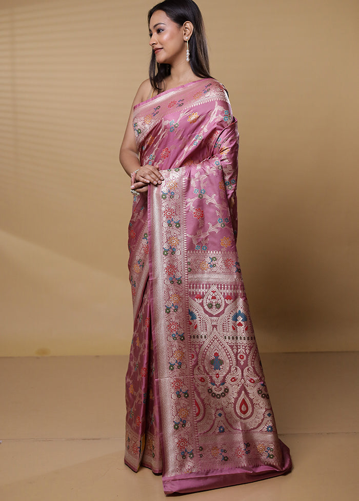 Purple Uppada Silk Saree With Blouse Piece