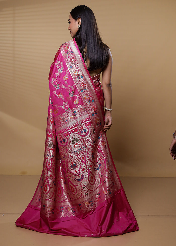 Pink Uppada Silk Saree With Blouse Piece