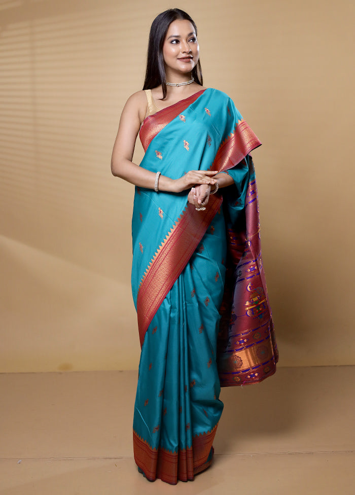 Green Dupion Silk Saree With Blouse Piece