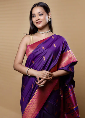 Purple Dupion Silk Saree With Blouse Piece