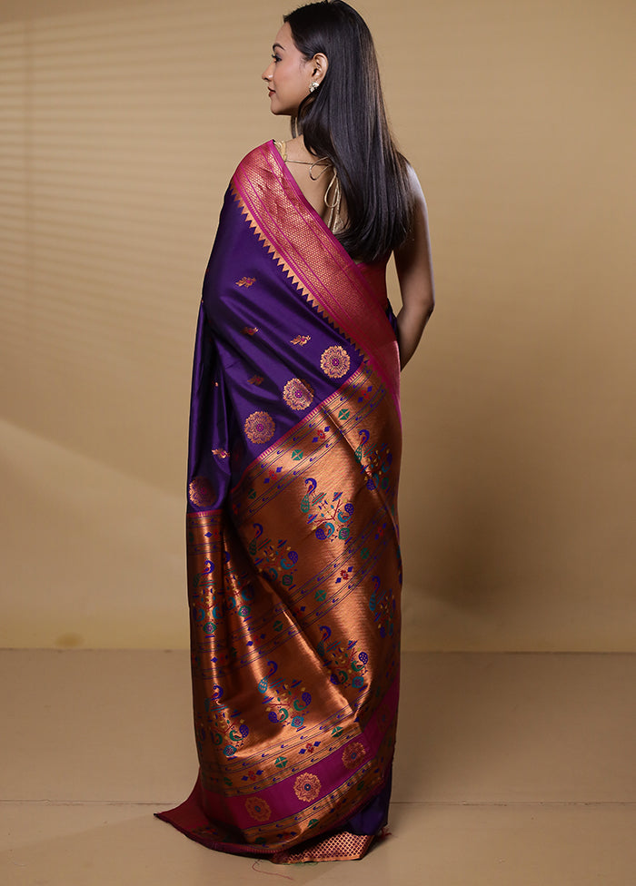 Purple Dupion Silk Saree With Blouse Piece