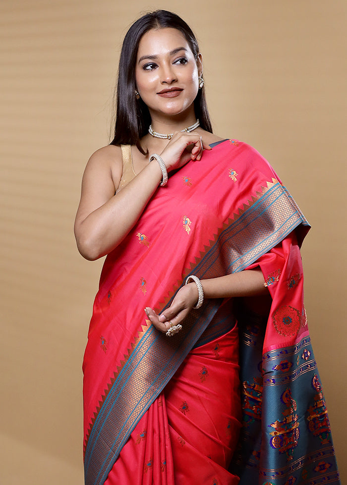 Pink Dupion Silk Saree With Blouse Piece