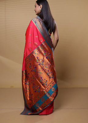 Pink Dupion Silk Saree With Blouse Piece