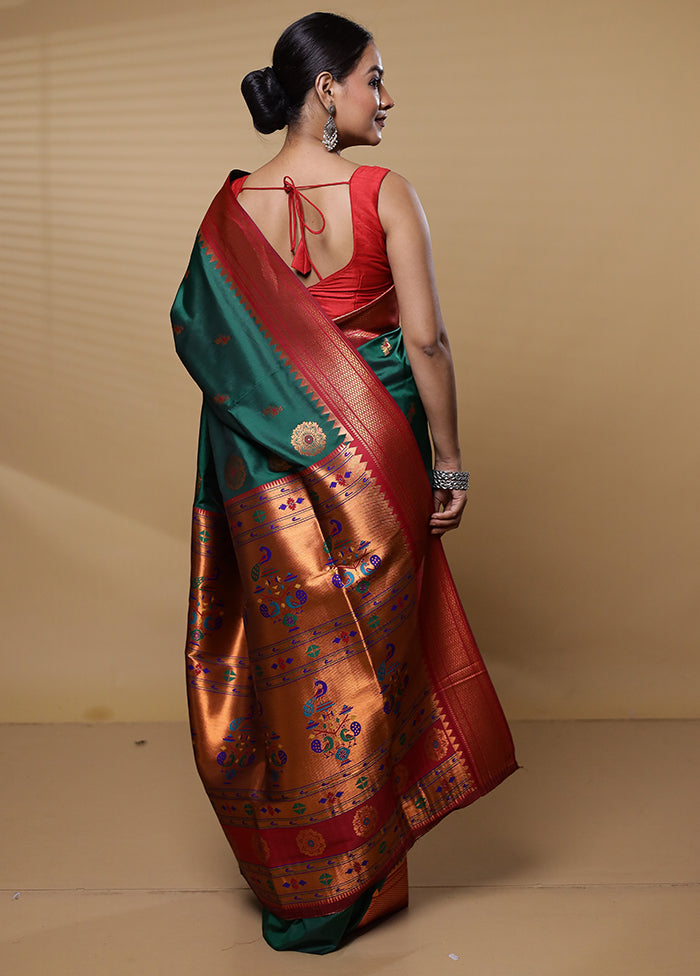 Green Dupion Silk Saree With Blouse Piece