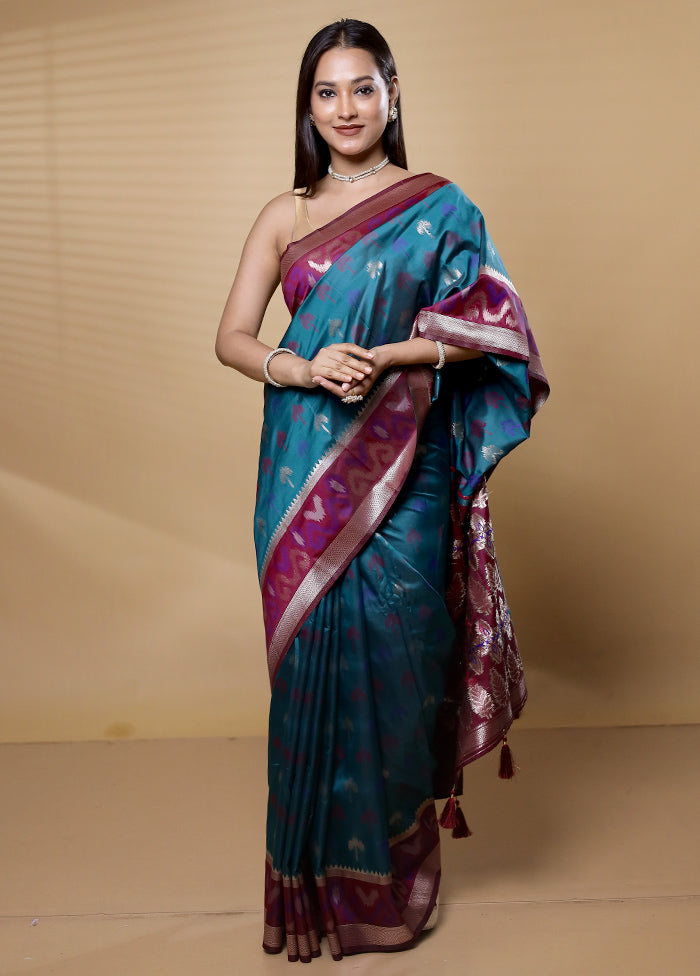 Green Dupion Silk Saree With Blouse Piece