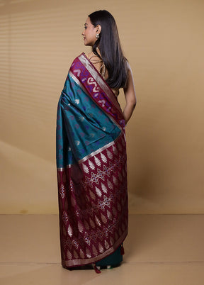 Green Dupion Silk Saree With Blouse Piece