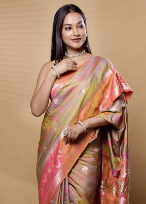 Cream Dupion Silk Saree With Blouse Piece