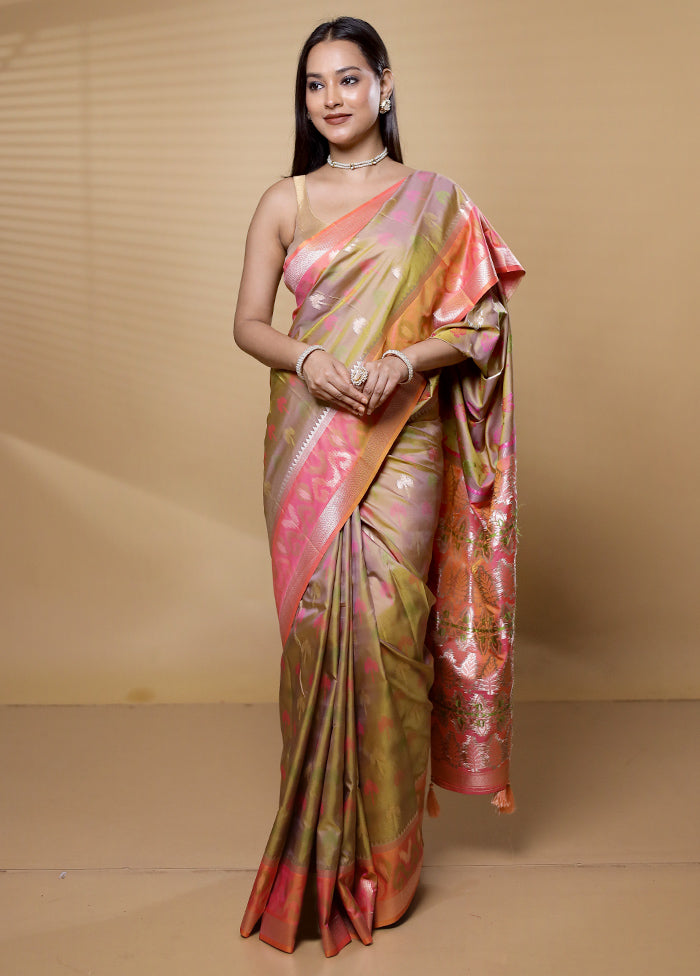 Cream Dupion Silk Saree With Blouse Piece