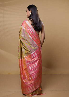 Cream Dupion Silk Saree With Blouse Piece