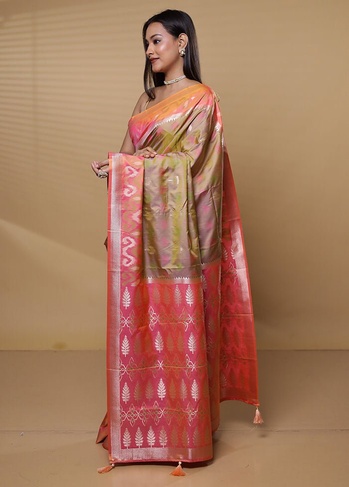 Cream Dupion Silk Saree With Blouse Piece