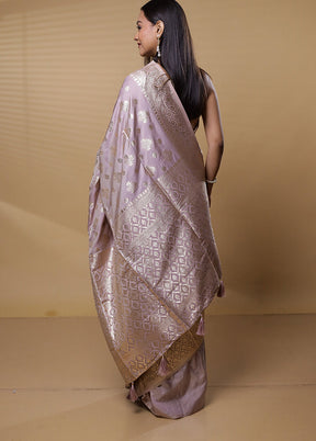 Grey Dupion Silk Saree With Blouse Piece