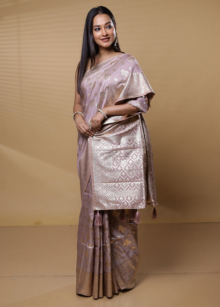 Grey Dupion Silk Saree With Blouse Piece