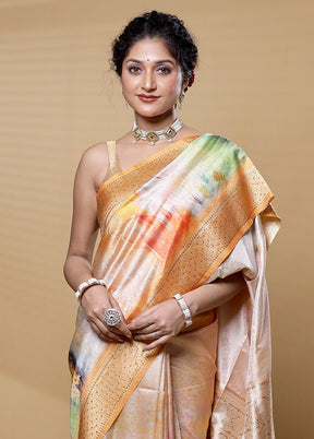 Multicolor Dupion Silk Saree With Blouse Piece