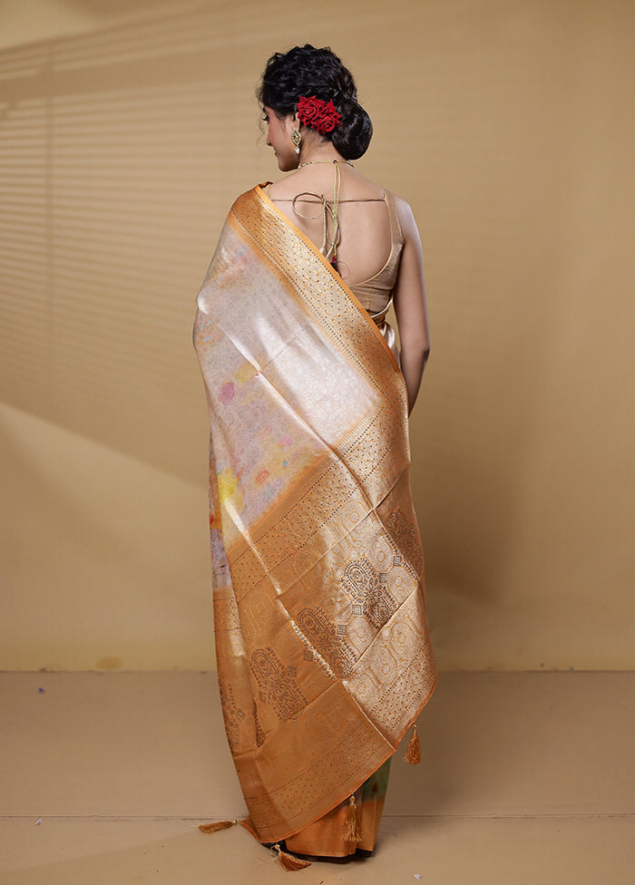 Multicolor Dupion Silk Saree With Blouse Piece