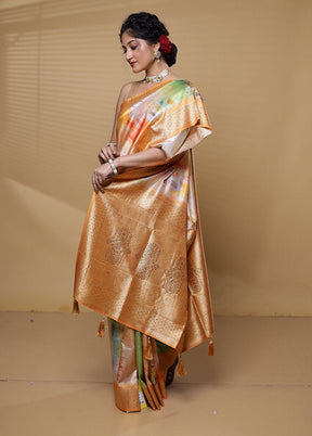 Multicolor Dupion Silk Saree With Blouse Piece