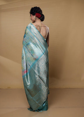 Green Dupion Silk Saree With Blouse Piece