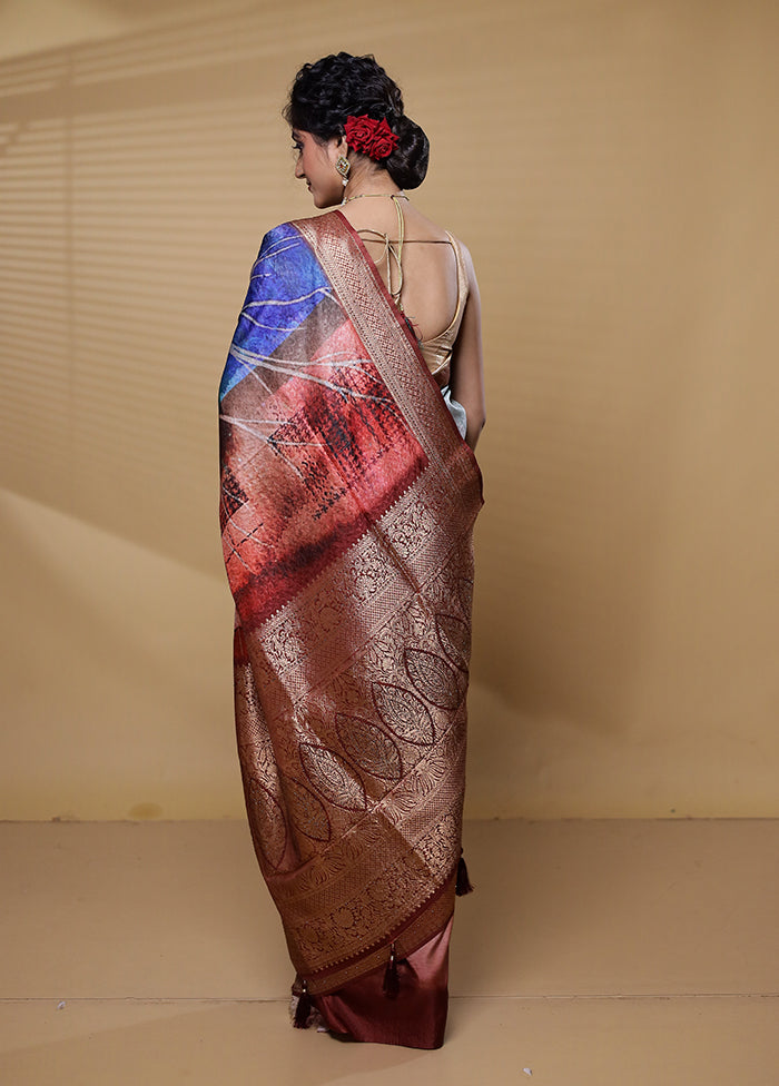 Multicolor Dupion Silk Saree With Blouse Piece