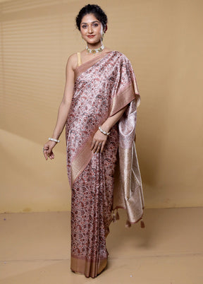 Pink Dupion Silk Saree With Blouse Piece