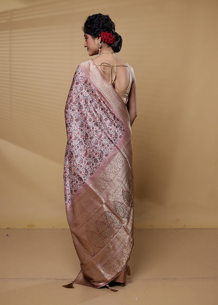 Pink Dupion Silk Saree With Blouse Piece