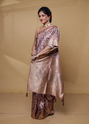 Pink Dupion Silk Saree With Blouse Piece