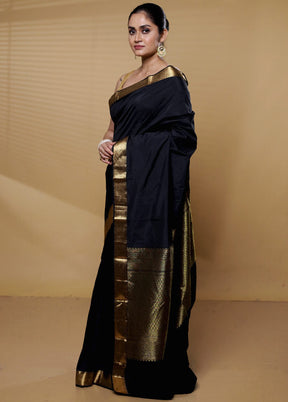 Black Kanjivaram Silk Saree With Blouse Piece