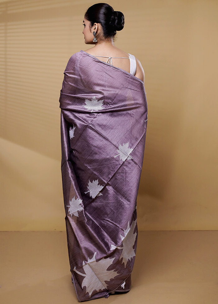 Purple Matka Silk Saree With Blouse Piece