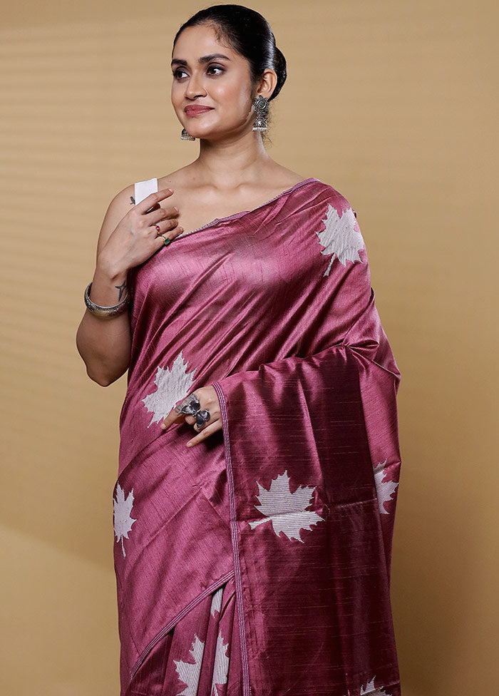 Purple Matka Silk Saree With Blouse Piece