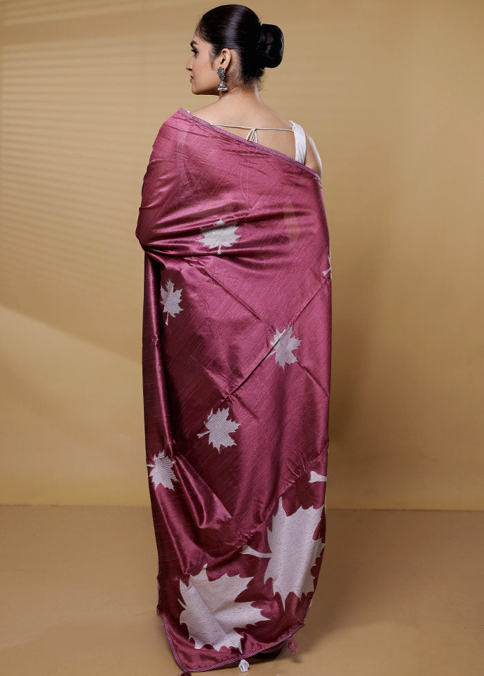 Purple Matka Silk Saree With Blouse Piece