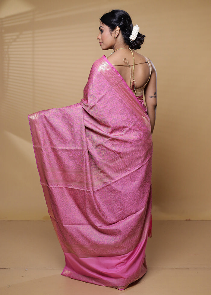 Pink Tanchoi Silk Saree With Blouse Piece