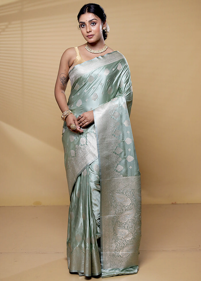 Green Dupion Silk Saree With Blouse Piece