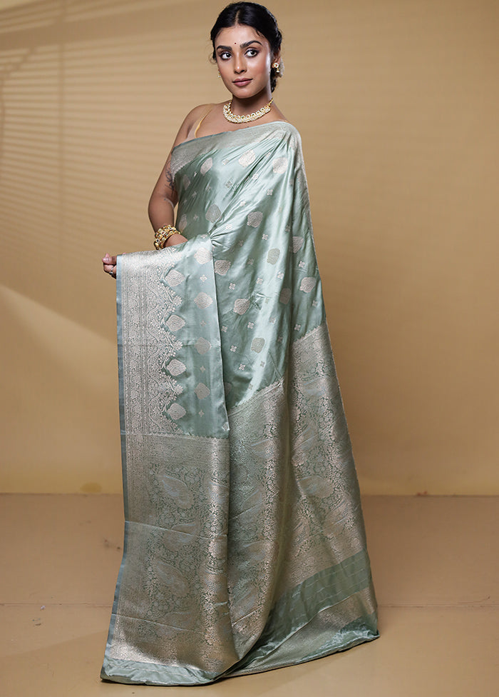 Green Dupion Silk Saree With Blouse Piece