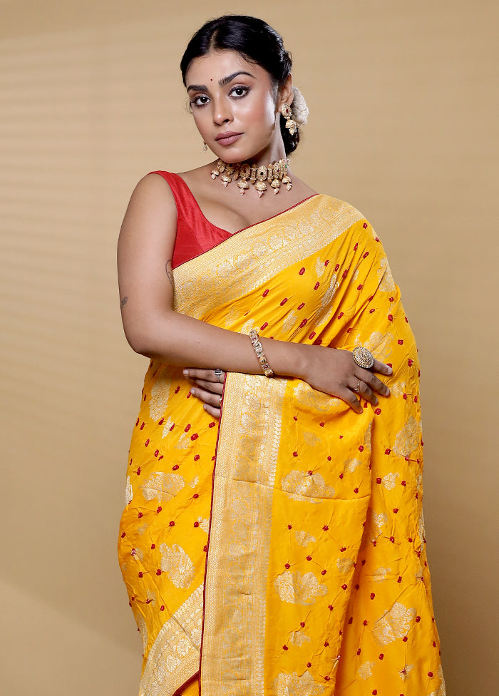 Yellow Georgette Saree With Blouse Piece