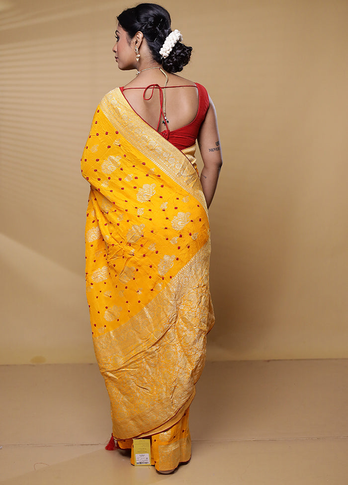 Yellow Georgette Saree With Blouse Piece