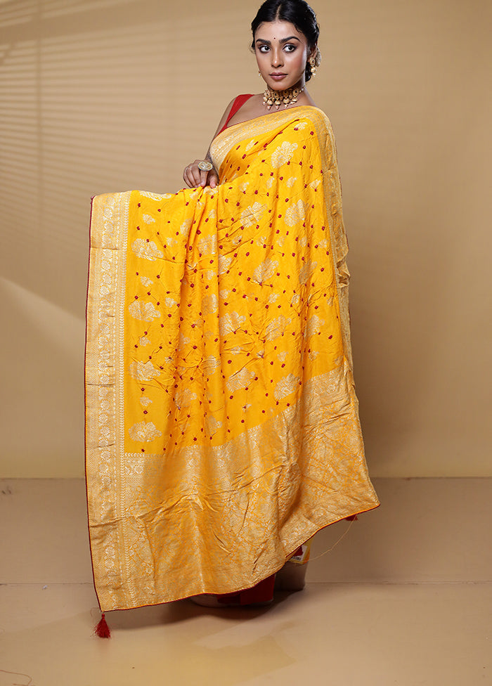 Yellow Georgette Saree With Blouse Piece