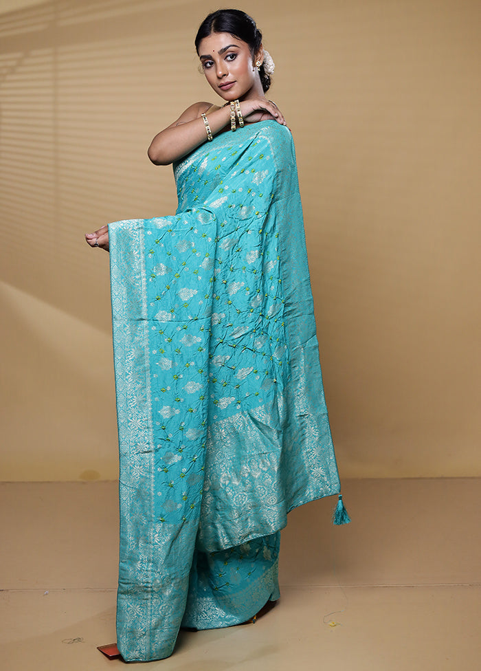 Green Georgette Saree With Blouse Piece