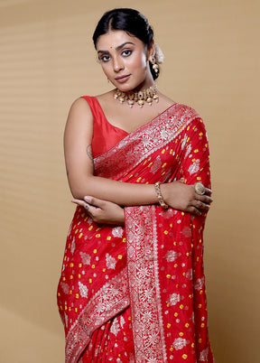 Red Georgette Saree With Blouse Piece