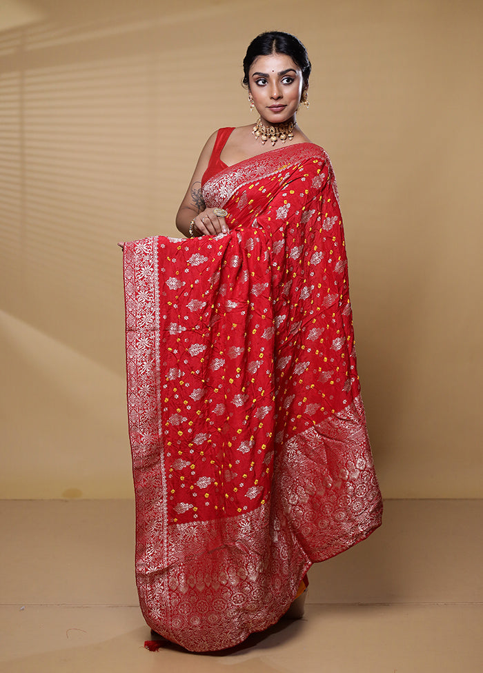 Red Georgette Saree With Blouse Piece