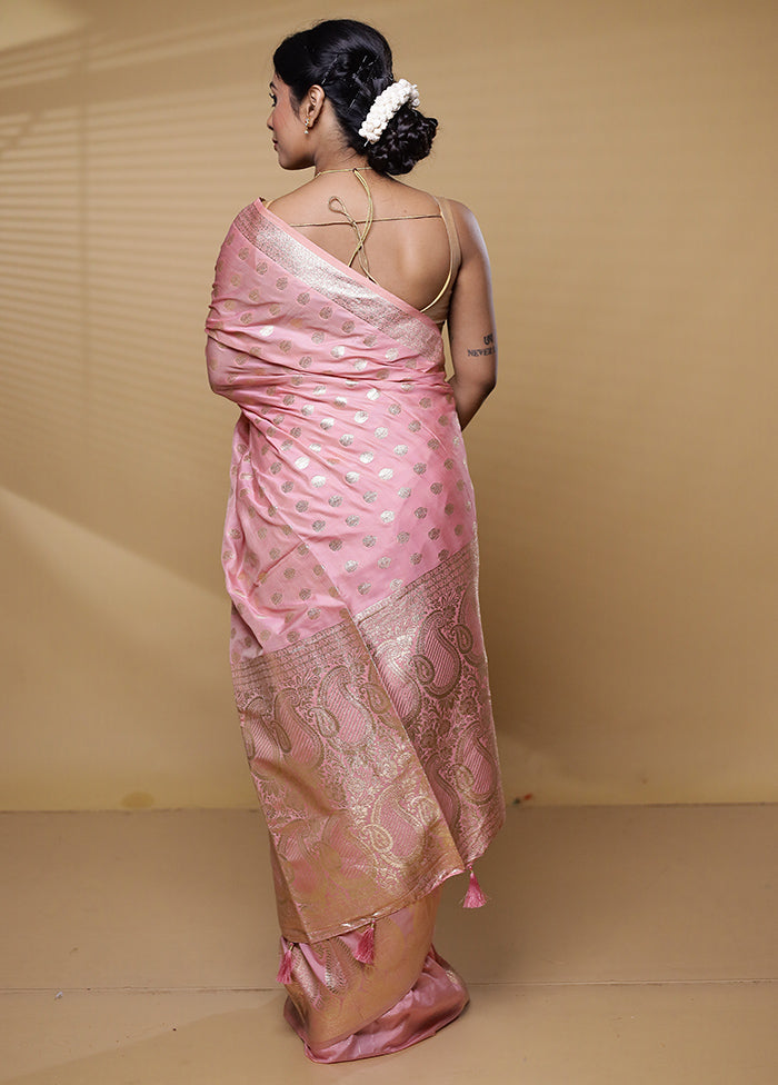 Pink Dupion Silk Saree With Blouse Piece