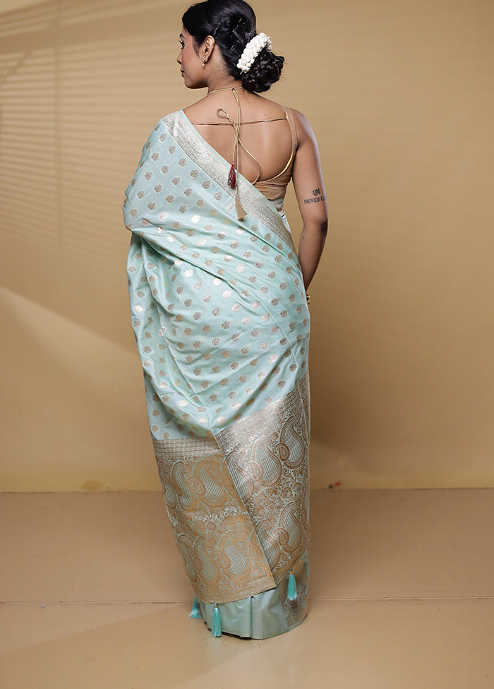 Green Dupion Silk Saree With Blouse Piece