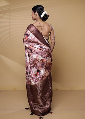 Brown Dupion Silk Saree With Blouse Piece