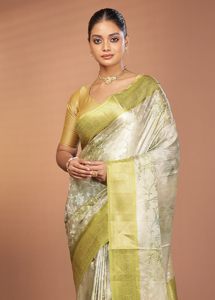 Green Dupion Silk Saree With Blouse Piece