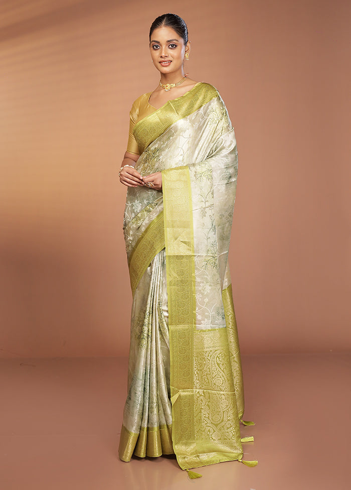 Green Dupion Silk Saree With Blouse Piece