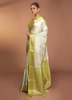Green Dupion Silk Saree With Blouse Piece