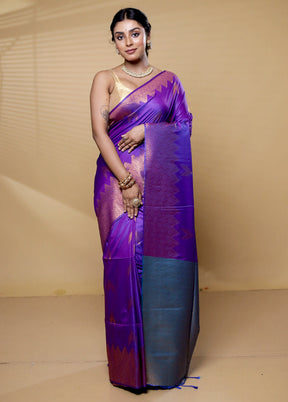 Purple Dupion Silk Saree With Blouse Piece