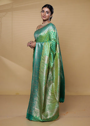 Green Dupion Silk Saree With Blouse Piece